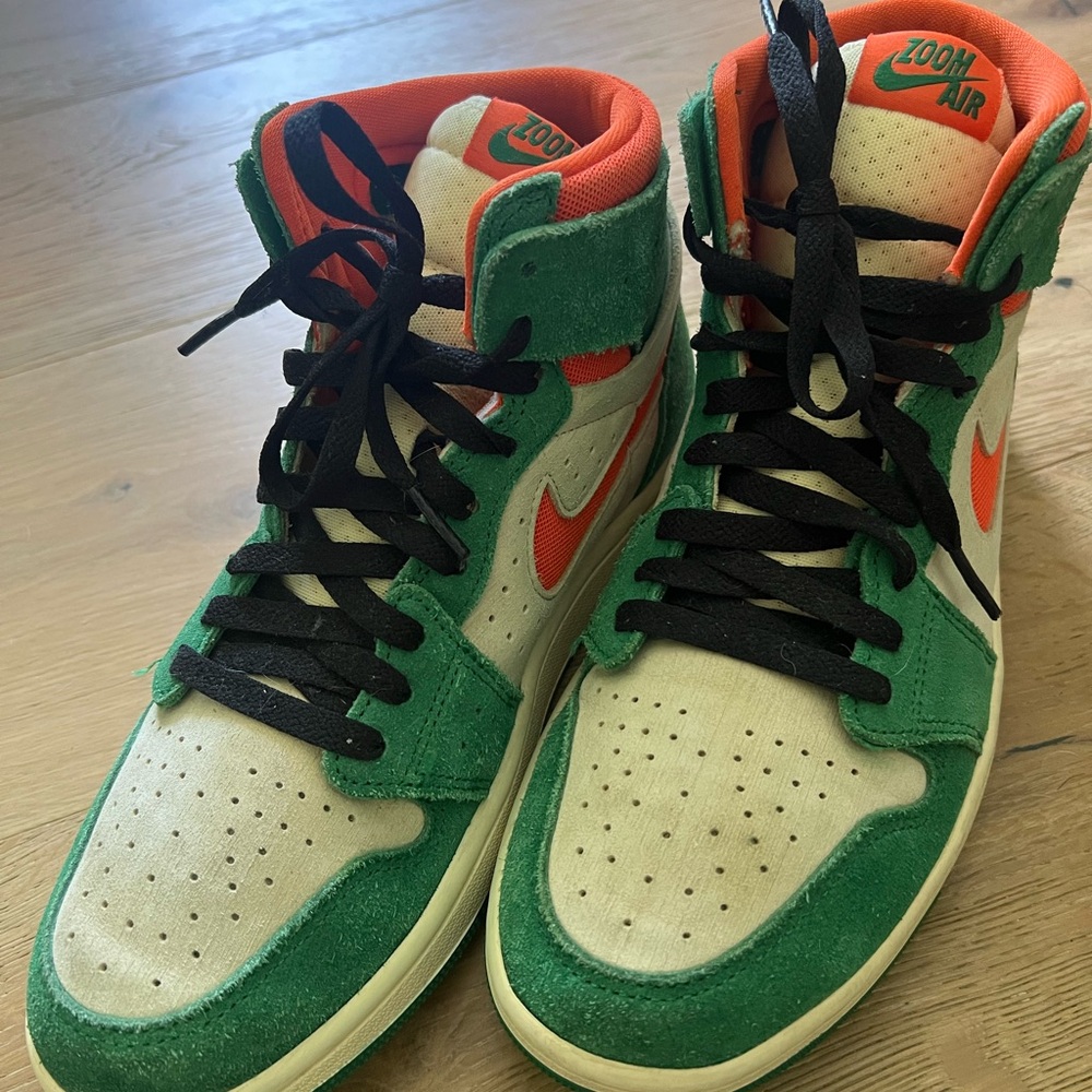 Nike Zoom Air Green and Orange High-Top Sneakers